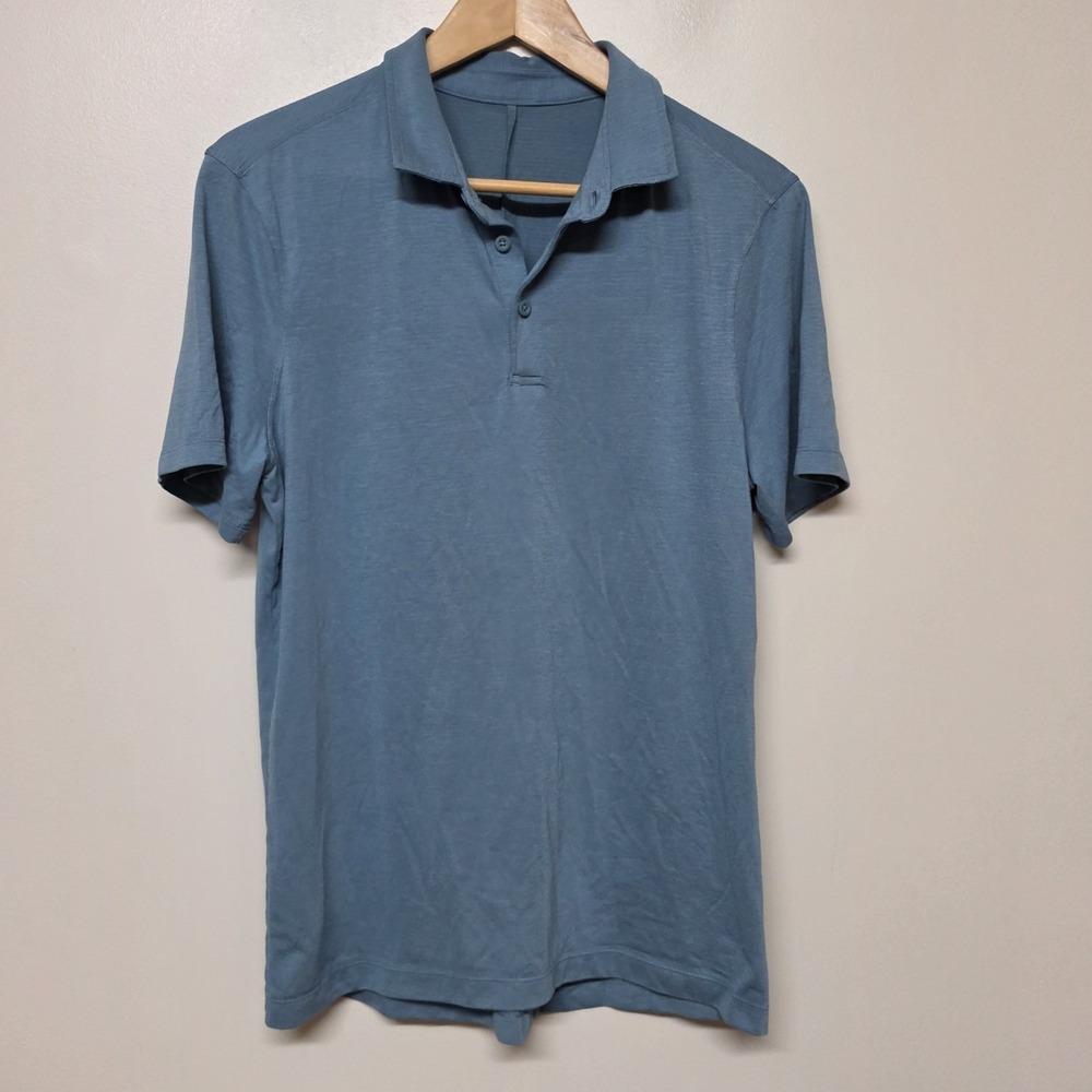 Lululemon Evolution Polo Shirt Mens S (Estimated) Blue Short Sleeve Stretch